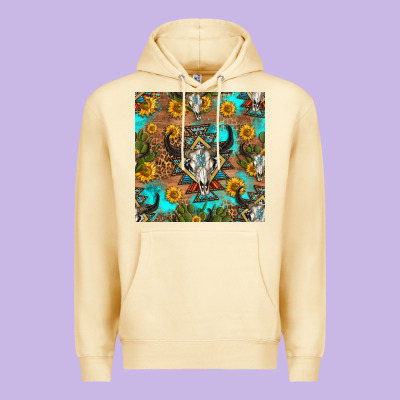 Aztec Bull Skull Seamless Pattern Premium Hoodie Designed By Hra Design Shop