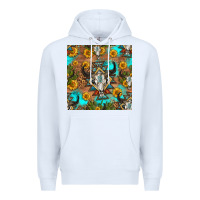 White aztec bull skull seamless pattern Premium Hoodie - HRA Design Shop