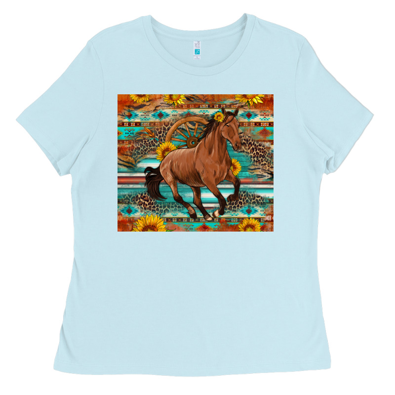Galloping Horse Aztec Sunflower Ladies Tee by Artiststas | Teevron