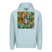 Blue Mist aztec bull skull seamless pattern Premium Hoodie - HRA Design Shop