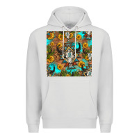 Dove Grey aztec bull skull seamless pattern Premium Hoodie - HRA Design Shop