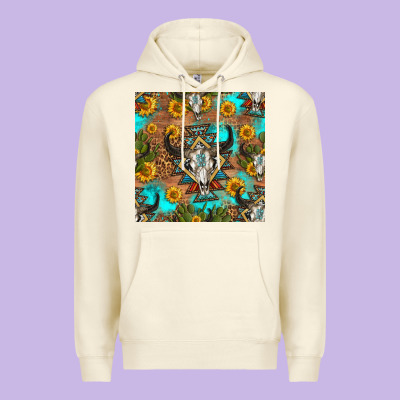 Aztec Bull Skull Seamless Pattern Premium Hoodie Designed By Hra Design Shop