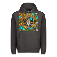 Smoke aztec bull skull seamless pattern Premium Hoodie - HRA Design Shop