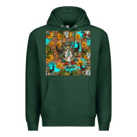 Sports Green aztec bull skull seamless pattern Premium Hoodie - HRA Design Shop