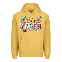 Antique Gold he is risen easter with flowers Premium Hoodie - Neo Western
