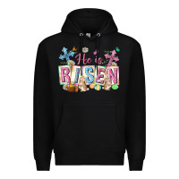 Black he is risen easter with flowers Premium Hoodie - Neo Western