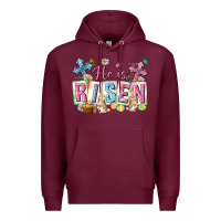 Burgundy he is risen easter with flowers Premium Hoodie - Neo Western