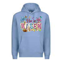 Colony Blue he is risen easter with flowers Premium Hoodie - Neo Western