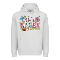 Dove Grey he is risen easter with flowers Premium Hoodie - Neo Western