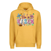 Mustard he is risen easter with flowers Premium Hoodie - Neo Western