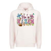 Pale Pink he is risen easter with flowers Premium Hoodie - Neo Western