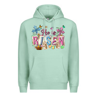 Seafoam he is risen easter with flowers Premium Hoodie - Neo Western