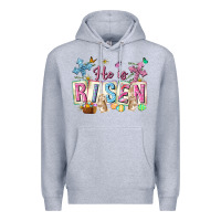 Heather Grey he is risen easter with flowers Premium Hoodie - Neo Western
