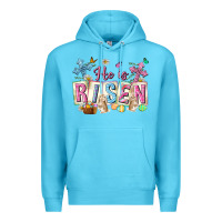 Ocean Blue he is risen easter with flowers Premium Hoodie - Neo Western