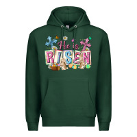 Sports Green he is risen easter with flowers Premium Hoodie - Neo Western