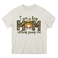 Cream Iam Boy Mom Nothing Scares Me Heavy Core Tee - CowhideDigitalArt