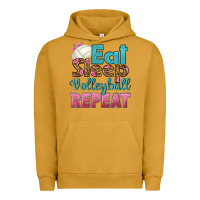 Pigment Peanut Butter eat sleep volleyball repeat Urban Hoodie - HRA Design Shop