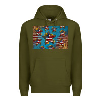 Army Green 4th of july stars skinny metal can holder Premium Hoodie - HRA Design Shop