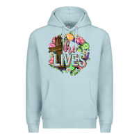 Blue Mist He lives Easter with flowers Premium Hoodie - Neo Western