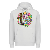 Dove Grey He lives Easter with flowers Premium Hoodie - Neo Western