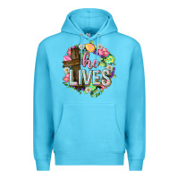 Ocean Blue He lives Easter with flowers Premium Hoodie - Neo Western