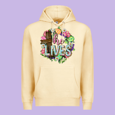 He Lives Easter With Flowers Premium Hoodie Designed By Neo Western