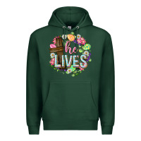 Sports Green He lives Easter with flowers Premium Hoodie - Neo Western