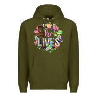 Army Green He lives Easter with flowers Premium Hoodie - Neo Western