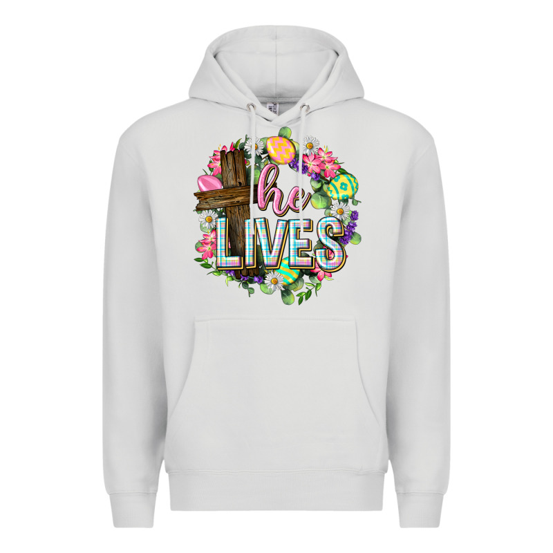 He Lives Easter With Flowers Premium Hoodie by Neo Western | Teevron