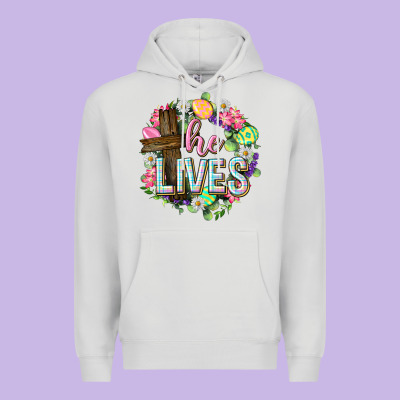 He Lives Easter With Flowers Premium Hoodie Designed By Neo Western