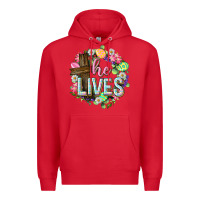 Red He lives Easter with flowers Premium Hoodie - Neo Western
