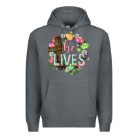Rock He lives Easter with flowers Premium Hoodie - Neo Western