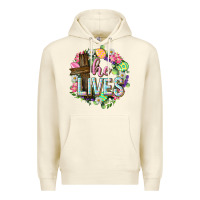 Sandshell He lives Easter with flowers Premium Hoodie - Neo Western