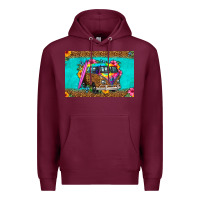 Burgundy hippie van floral skinny metal can holder Premium Hoodie - HRA Design Shop