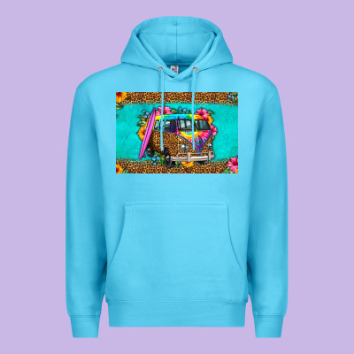 Hippie Van Floral Skinny Metal Can Holder Premium Hoodie Designed By Hra Design Shop
