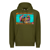 Army Green hippie van floral skinny metal can holder Premium Hoodie - HRA Design Shop