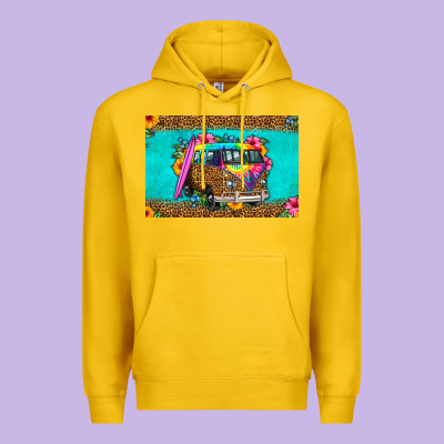 Hippie Van Floral Skinny Metal Can Holder Premium Hoodie Designed By Hra Design Shop