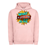 Pigment Salmon what a great day to be alive Urban Hoodie - HRA Design Shop