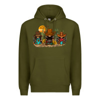 Army Green western gnomies Premium Hoodie - FaDigitalArtStudio