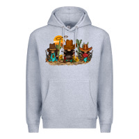 Heather Grey western gnomies Premium Hoodie - FaDigitalArtStudio
