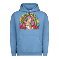 Pigment Pebble Blue Easter rainbow Bunny Easter Day Urban Hoodie - Neo Western