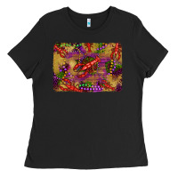 Black mardi gras crawfısh leopard wood and glitter background Ladies Tee - Artiststas