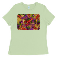 Matcha mardi gras crawfısh leopard wood and glitter background Ladies Tee - Artiststas