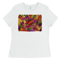 Mardi Gras Crawfısh Leopard Wood And Glitter Background Ladies Tee | Teevron