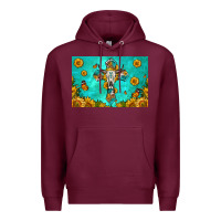 Burgundy bull skull cross skinny metal can holder Premium Hoodie - HRA Design Shop