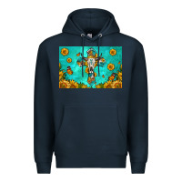 Navy bull skull cross skinny metal can holder Premium Hoodie - HRA Design Shop