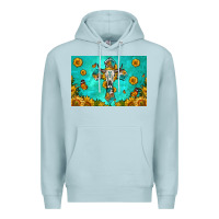 Blue Mist bull skull cross skinny metal can holder Premium Hoodie - HRA Design Shop