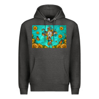 Charcoal Heather bull skull cross skinny metal can holder Premium Hoodie - HRA Design Shop