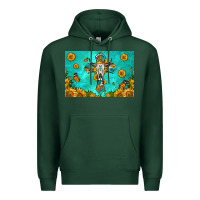 Sports Green bull skull cross skinny metal can holder Premium Hoodie - HRA Design Shop