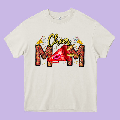 Cheer Mom Heavy Core Tee Designed By Cowhidedigitalart